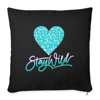 Stay Wild with leopard pattern heart - Sofa pillow with filling 45cm x 45cm - black - Front