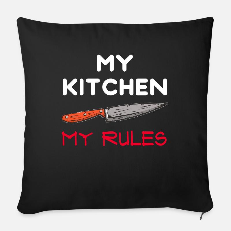 Cuisine - Cuisinier - Cuisine - Chef - Coussin et housse de 45 x 45 cm - noir