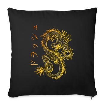 Dragon Streetwear e-girl esthétique e-boy kanji - Coussin et housse de 45 x 45 cm - noir - Devant