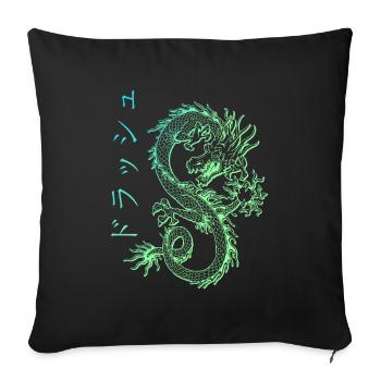 Dragon japonais Kanji Streetwear Dragon E-Boy - Coussin et housse de 45 x 45 cm - noir - Devant