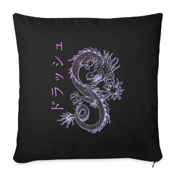 Japanese pastel vaporwave streetwear dragon - Sofa pillow with filling 45cm x 45cm - black - Front