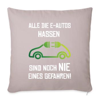 Elektroauto E-Auto Strom - Sofakissen mit Füllung 45 x 45 cm - helles Taupe - Vorne