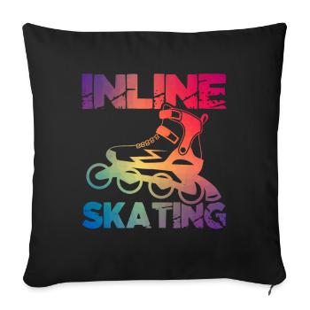 Inline Skating Sport / Roller, Roller Skates - Sofa pillow with filling 45cm x 45cm - black - Front