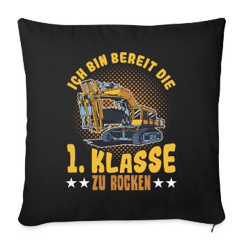 Bagger Schulbeginn Schulanfänger Schulkind - Sofakissen mit Füllung 45 x 45 cm - Schwarz - Vorne