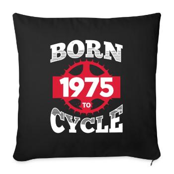 Né en 1975 pour vélo anniversaire roue de vélo - Coussin et housse de 45 x 45 cm - noir - Devant