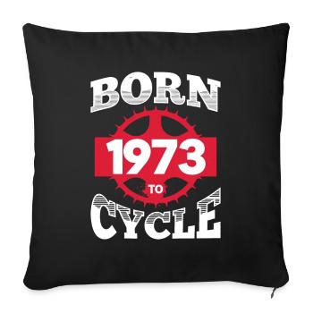 Né en 1973 pour vélo anniversaire roue de vélo - Coussin et housse de 45 x 45 cm - noir - Devant