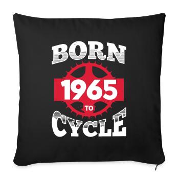 Né en 1965 pour vélo anniversaire roue de vélo - Coussin et housse de 45 x 45 cm - noir - Devant