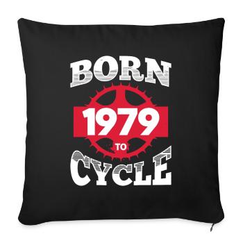 Né en 1979 pour vélo anniversaire roue de vélo - Coussin et housse de 45 x 45 cm - noir - Devant
