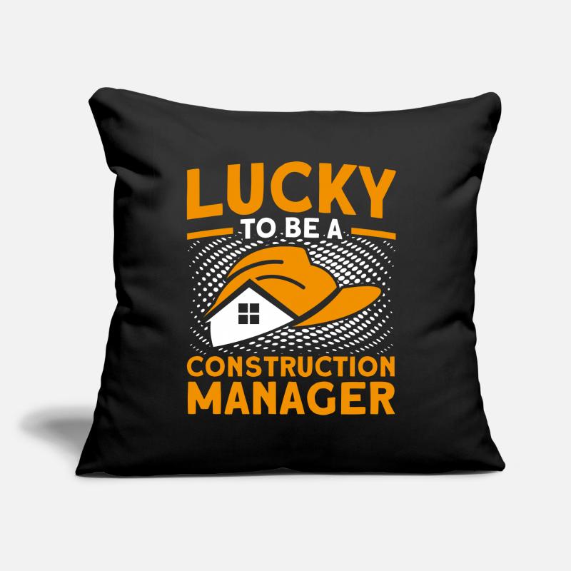 Happy Foreman Construction Manager Construction Project Sofa pillow with filling 45cm x 45cm