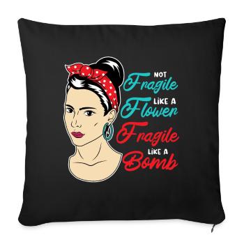Not fragile like a flower / feminist - Sofa pillow with filling 45cm x 45cm - black - Front