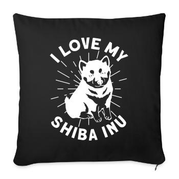 J’adore ma race de chien japonais Shiba Inu - Coussin et housse de 45 x 45 cm - noir - Devant
