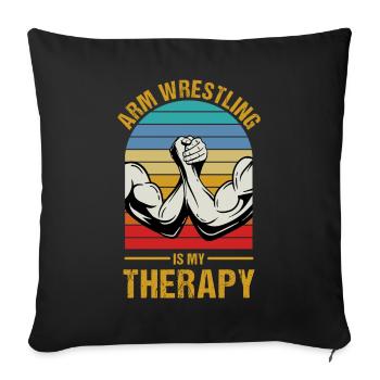 Le bras de fer est ma thérapie Arm pusher combat spor - Coussin et housse de 45 x 45 cm - noir - Devant