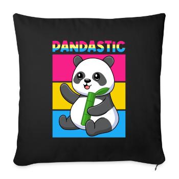 PANDASTIQUE / Pansexuel, Amoureux des pandas, Bambou - Coussin et housse de 45 x 45 cm - noir - Devant