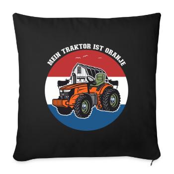My tractor is Orange - Farmers in Holland - Sofa pillow with filling 45cm x 45cm - black - Front