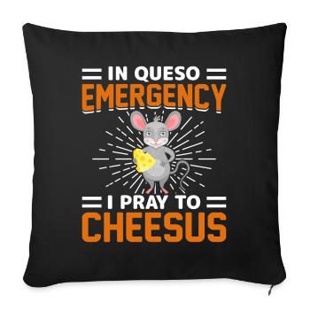 Je prie le rat de Cheesu Drôle de jeu de mots sur la souris - Coussin et housse de 45 x 45 cm - noir - Devant