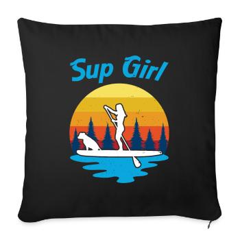 Sup Girl Stand Up Paddleboard Sports nautiques - Coussin et housse de 45 x 45 cm - noir - Devant