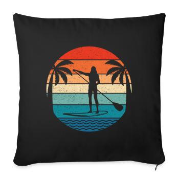 Stand Up Paddleboard Vintage Sports Nautiques Paddle - Coussin et housse de 45 x 45 cm - noir - Devant