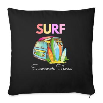 Summer time SURF - Sofa pillow with filling 45cm x 45cm - black - Front