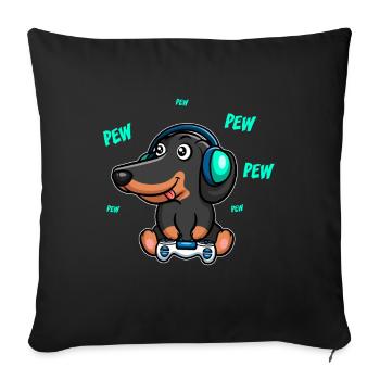 Dachshund Teckel gambles plays video game - Sofa pillow with filling 45cm x 45cm - black - Front