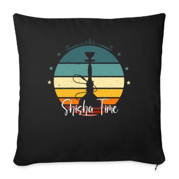 Shisha Time Shisha Cadeau pour les amateurs de Shisha - Coussin et housse de 45 x 45 cm - noir - Devant