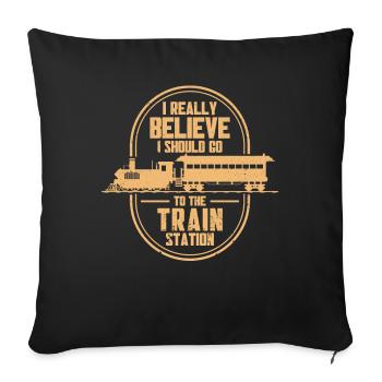 Model Railway Train Locomotives Gift - Sofa pillow with filling 45cm x 45cm - black - Front