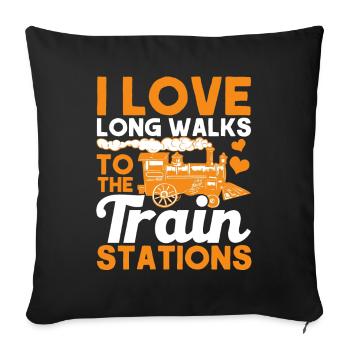 Model Railway Train Locomotives Gift - Sofa pillow with filling 45cm x 45cm - black - Front