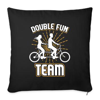 Double Fun Team Tandem Bike Twin Two-Seater - Sofa pillow with filling 45cm x 45cm - black - Front