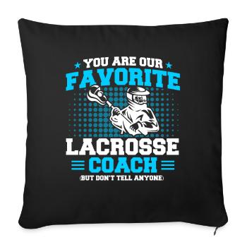Cadeau d’entraîneur de crosse de joueur de sport - Coussin et housse de 45 x 45 cm - noir - Devant