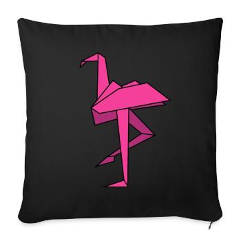 Origami Flamingo - Culture japonaise, Art - Coussin et housse de 45 x 45 cm - noir - Devant