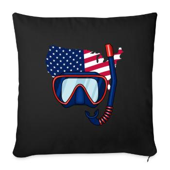 Masque de plongée drapeau américain des États-Unis, plongeur - Coussin et housse de 45 x 45 cm - noir - Devant