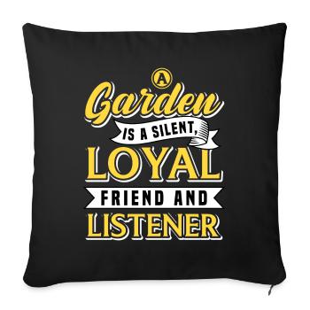 A garden is a quiet, faithful friend/flowers - Sofa pillow with filling 45cm x 45cm - black - Front