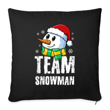 Team Snowman / Winter Christmas Sledge - Sofa pillow with filling 45cm x 45cm - black - Front