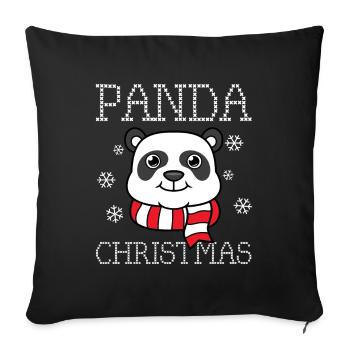 Panda Christmas / Christmas, Winter, funny - Sofa pillow with filling 45cm x 45cm - black - Front