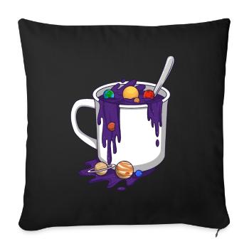 Funny Space Universe Planets Cup - Sofa pillow with filling 45cm x 45cm - black - Front