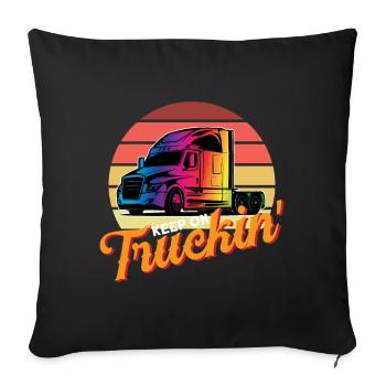Keep On Truckin / Truck Driver, Trucker Design - Sofa pillow with filling 45cm x 45cm - black - Front