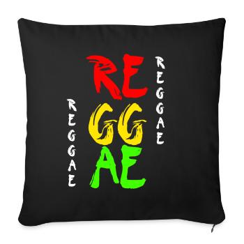 Reggae Musique de style japonais Jamaïque Rasta - Coussin et housse de 45 x 45 cm - noir - Devant