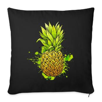 Ananas / Tropische Frucht - Sofakissen mit Füllung 45 x 45 cm - Schwarz - Vorne