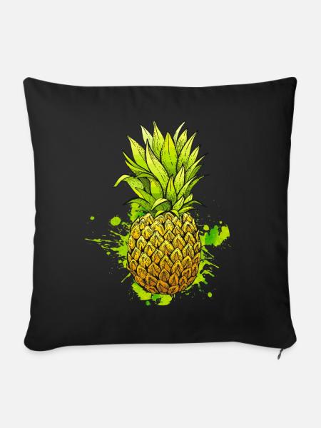 Ananas / Tropische Frucht - Sofakissen mit Füllung 45 x 45 cm - Schwarz