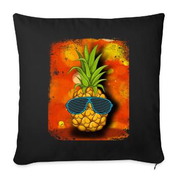 Ananas frais avec lunettes de soleil / Motif amusant - Coussin et housse de 45 x 45 cm - noir - Devant