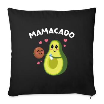 Mamacado avocado, mother, gift - Sofa pillow with filling 45cm x 45cm - black - Front