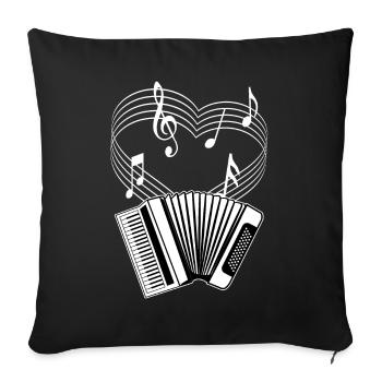 Notes d’accordéon dans le cœur / Chemise musicale, Musikverein - Coussin et housse de 45 x 45 cm - noir - Devant