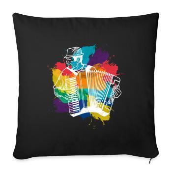 Accordéon, Design de musique coloré - Coussin et housse de 45 x 45 cm - noir - Devant