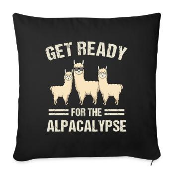 Préparez-vous pour le lama mammifère camélidé alpagalypse - Coussin et housse de 45 x 45 cm - noir - Devant