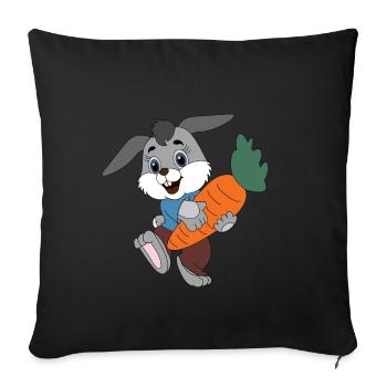 Le lièvre et sa carotte - Coussin et housse de 45 x 45 cm - noir - Devant
