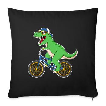 Dino Dinosaur on Bicycle - Sofa pillow with filling 45cm x 45cm - black - Front