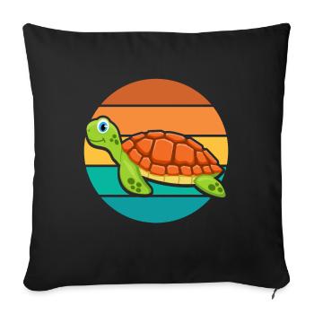 Retro turtle design / animal, gift idea - Sofa pillow with filling 45cm x 45cm - black - Front