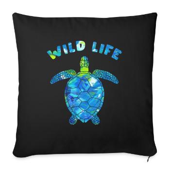 Wildlife Turtles Reptile Sea Animal Tortoise - Sofa pillow with filling 45cm x 45cm - black - Front