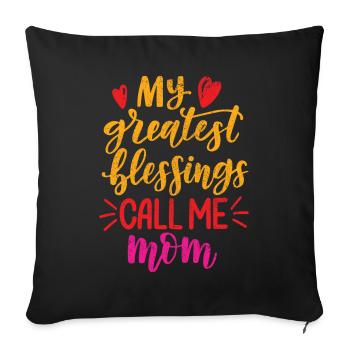 Mom Mom Mother's Day - Mother's Day Design - Sofa pillow with filling 45cm x 45cm - black - Front