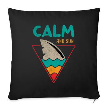 Tranquillité et Soleil Rétro Vintage Shark Surfer Été - Coussin et housse de 45 x 45 cm - noir - Devant