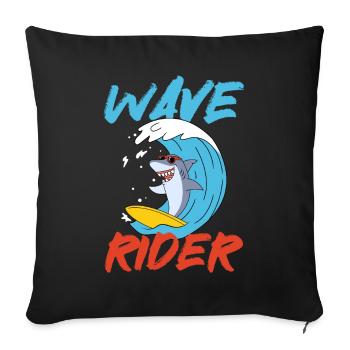 Surfers Shark Surfers Beach Summer Holiday Surfing - Sofa pillow with filling 45cm x 45cm - black - Front
